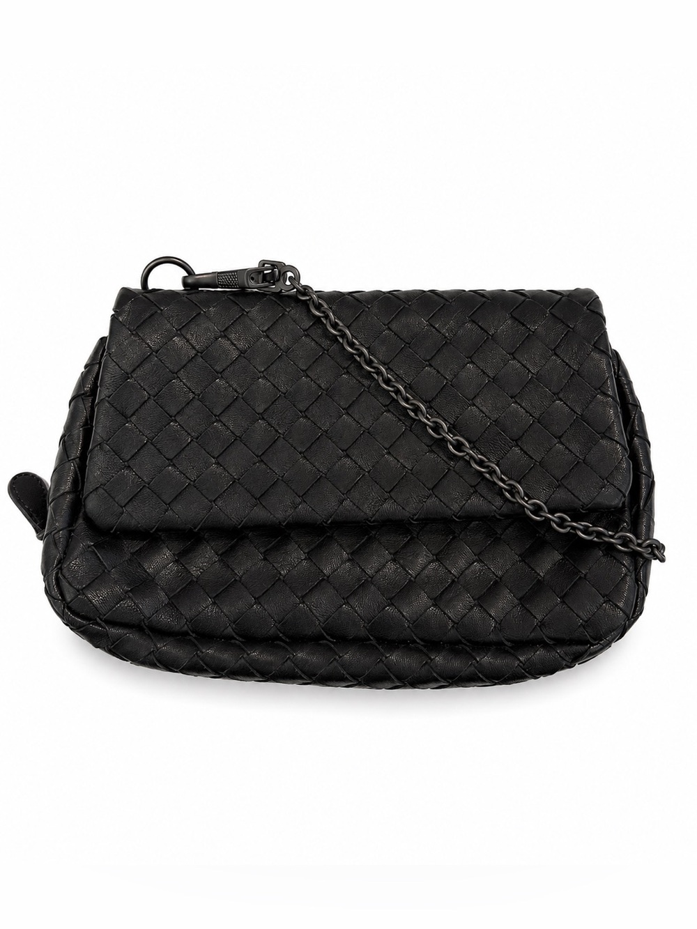 Bottega Veneta Nappa Intrecciato Small Chain Crossbody Black